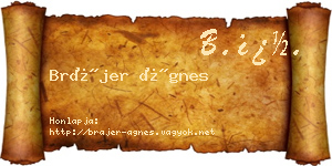 Brájer Ágnes névjegykártya